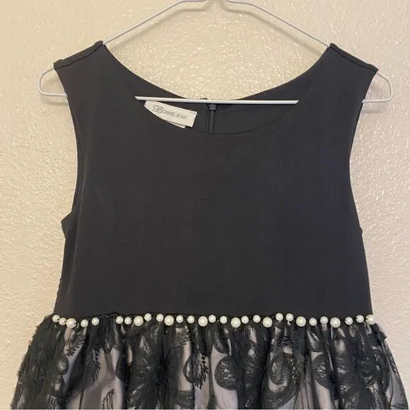 Bonnie Jean Girls formal special occasion dress Hi-Low lace embroidered -7/8